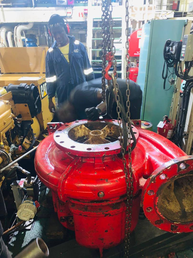 FIFI pump overhaul in the engine room